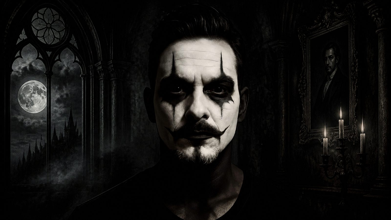 Midnight Masquerade — Portrait Veil, a high-contrast gothic portrait behind a veil